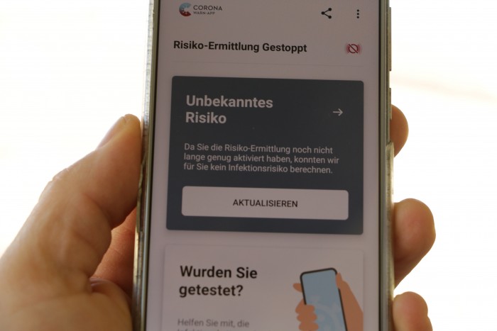 Die Risikoermittlung l&auml;sst sich ohne Zugriff auf die Bluetooth-Schnittstelle noch nicht starten. (Foto: Friedhelm Greis/Golem.de)