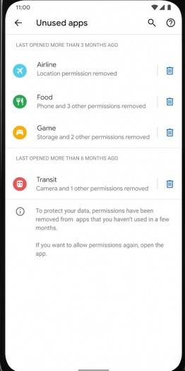 Neue Rechteverwaltung in Android 11 (Bild: Google)