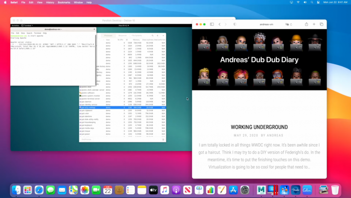Parallels mit Linux-VM und Safari-Browser (Bild: Apple)