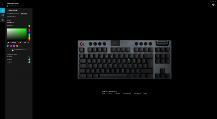 Tasten lassen sich individuell einfärben. (Screenshot: Oliver Nickel/Golem.de)