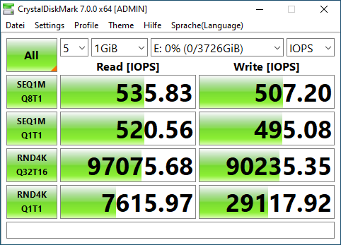 Crystal Disk Mark [Datenrate] Samsung 870 QVO (Bild: Marc Sauter/Golem.de) 
