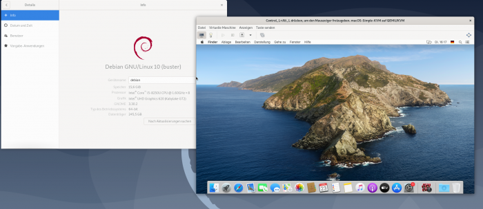 MacOS in einer virtuellen Box unter Debian 10. (Screenshot: Golem.de)