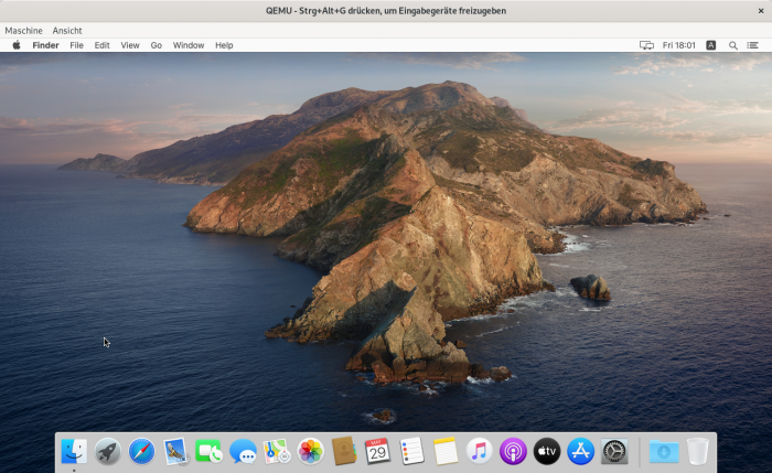 Am Ende hat es doch geklappt: MacOS Catalina in einer virtuellen Box. (Screenshot: Golem.de)
