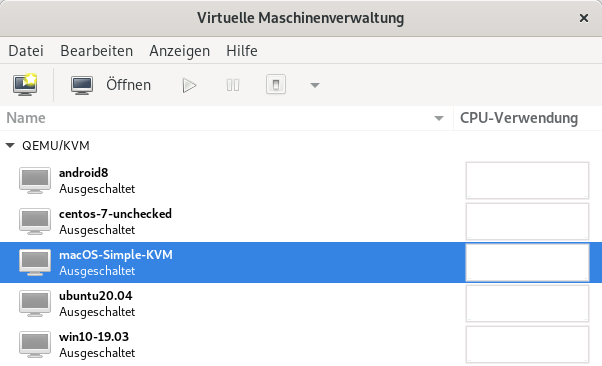 Mit dem Virt-Manager lassen sich die virtuellen Maschinen steuern und bearbeiten. (Screenshot: Golem.de)