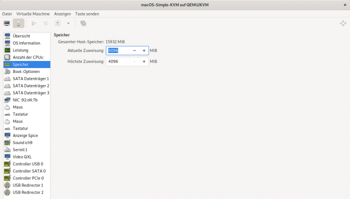 Der Arbeitsspeicher lässt sich mit wenigen Klicks erhöhen. (Screenshot: Golem.de)