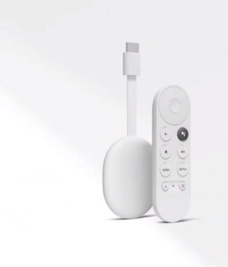 Chromecast mit Google TV  und Fernbedienung (Bild: Google)