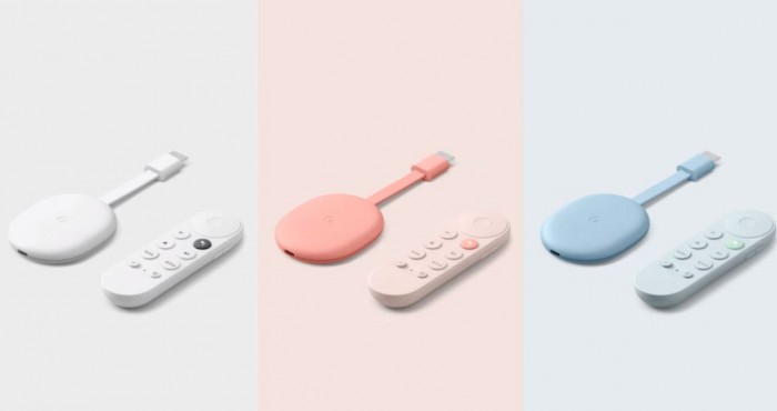 Chromecast mit Google TV gibt es in drei Farben. (Bild: Google)