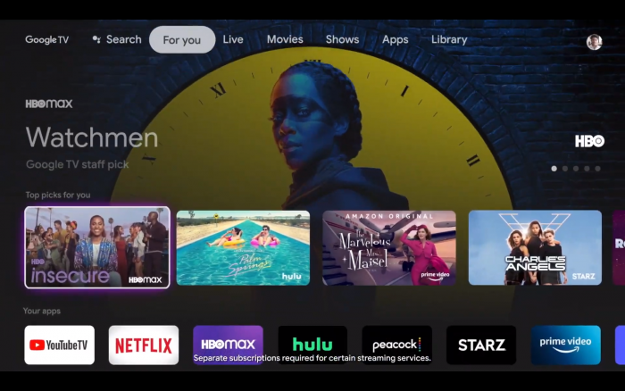 Die Oberfläche von Google TV (Bild: Google)