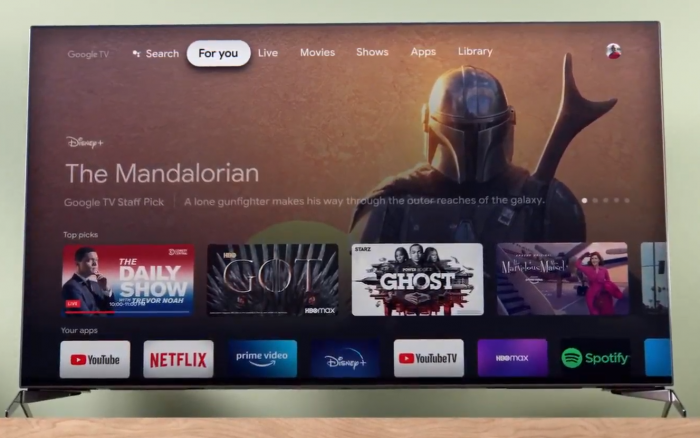 Die Oberfläche von Google TV (Bild: Google)