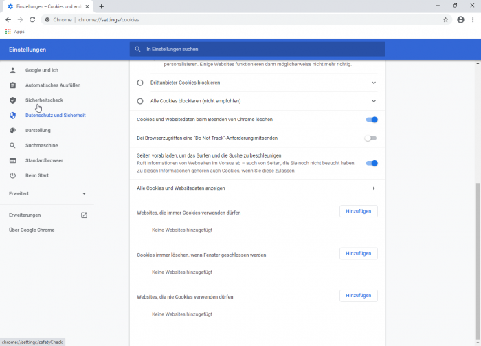 Mit der Funktion "Cookies und Webseitendaten beim Beenden von Chrome löschen" sollen die entsprechenden Daten eigentlich entfernt werden. (Screenshot: Golem.de)