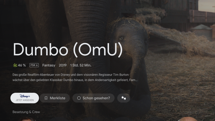 Suchen wir nach Dumbo, wird nur die Neuverfilmung gefunden. (Bild: Google/ Screenshot: Golem.de)