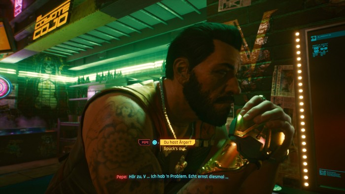 Playstation 4 Pro: Kneipenwirt Pepe (Bild: CD Projekt Red / Screenshot: Golem.de)