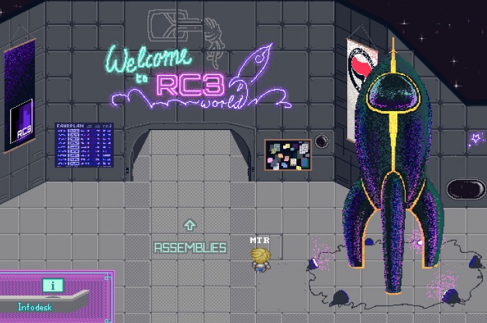 Der Eingangsbereich der 2D-Kongresswelt. (Screenshot: Golem.de)