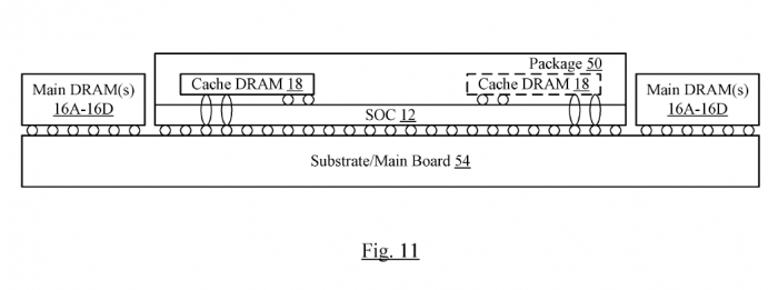 Cache-DRAM via 3D-Stacking und Main-DRAM als dediziertes Package (Bild: Apple)