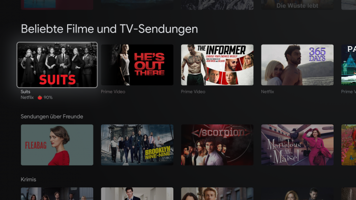 Oberfläche von Google TV (Bild: Google/ Screenshot: Golem.de)