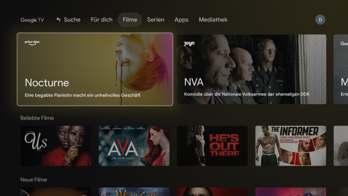 Oberfläche von Google TV (Bild: Google/ Screenshot: Golem.de)