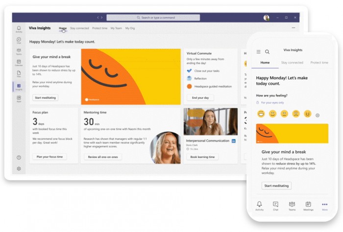 Microsoft Viva Insights erlaubt Zeitmanagement.