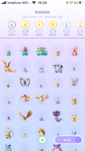 Der Pokédex zeigt, welche Arten wir bereits gefangen haben. (Bild: Niantic / Screenshot: Golem.de)