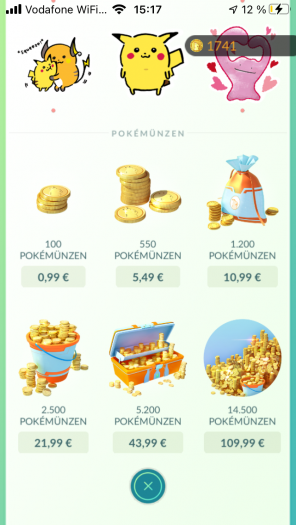 Pokémünzen gibt es zu typischen Freemium-Preisen auch für echtes Geld. (Bild: Niantic / Screenshot: Golem.de)
