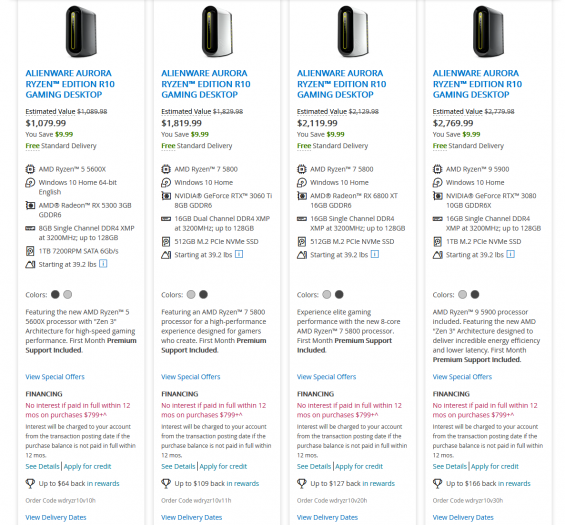 ... wohingegen bei Intel bis zu 32 GByte im Dualchannel angeboten werden. (Bild: Alienware)
