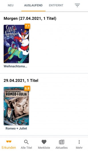 WhatsOnPrime? zeigt die Filme und Serien, die demnächst aus dem Abo von Prime Video entfernt werden. (Bild: Zeemo/Screenshot: Golem.de)
