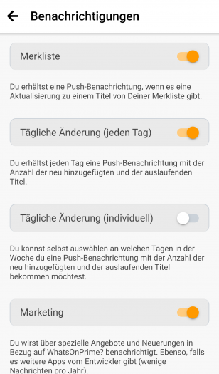 Die Einstellungen von WhatsOnPrime? (Bild: Zeemo/Screenshot: Golem.de)