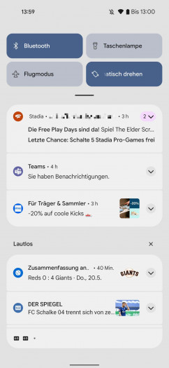Die Benachrichtigungs&uuml;bersicht wirkt aufger&auml;umt und ist gut lesbar. (Screenshot: Tobias K&ouml;ltzsch/Golem.de)