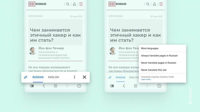 Vivaldi Translate auf Android (Bild: Vivaldi)