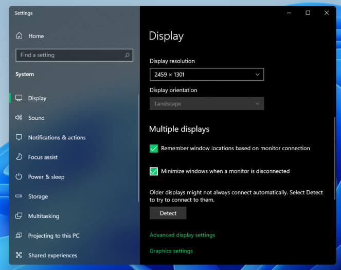 Die neuen Multimonitor-Optionen in Windows 11 (Bild: Golem.de)