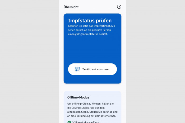 Mit der App Covpass-Check lassen sich digitale Impfnachweise überprüfen. (Screenshot: Golem.de)