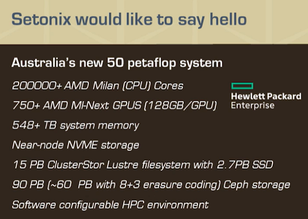 Setonix-Supercomputer im Überblick (Bild: HPC Wire via ISC 2021)