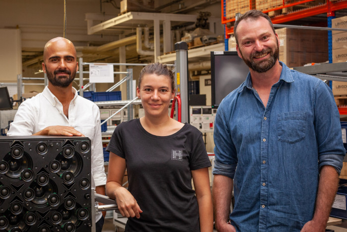 Holoplot-CEO Roman Sick, Head of Operations Juliane Nägele und Head of Engineering Michael Hlatky (Bild: Martin Wolf/Golem.de)