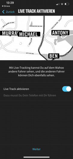 Per Live-Tracking verfolgen wir beim Wahoo-Computer andere Fahrer. (Bild: Wahoo/Screenshot: Golem.de)