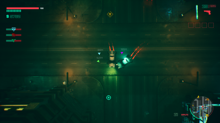 Wie in GTA 2 sehen wir die Action in Glitchpunk immer von oben. (Bild: Daedalic Entertainment / Screenshot: Golem.de)