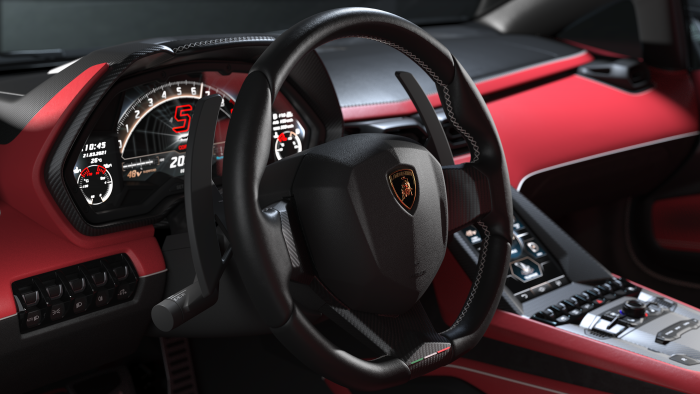 Das Cockpit des LPI 800-4 (Bild: Lamborghini)