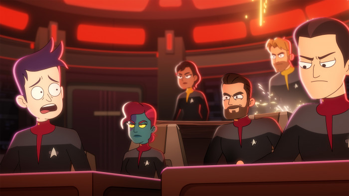 Ensign Boimler ist zunächst auf der USS Titan stationiert, die vom draufgängerischen Will Riker kommandiert wird. (Bild: CBS)
