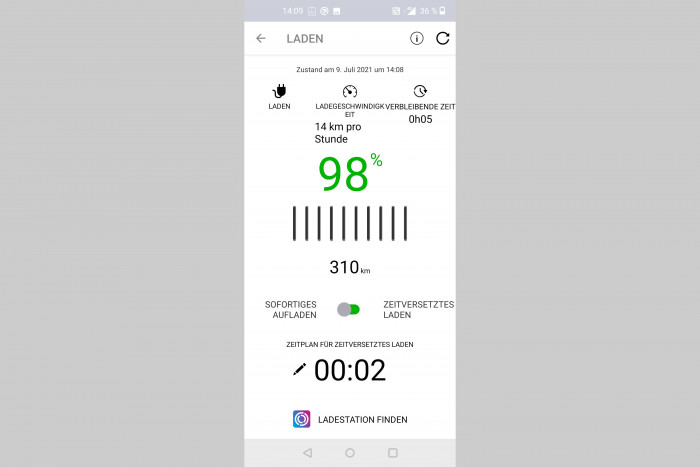 So lässt sich der aktuelle Ladestand abrufen, was aber im Test nicht immer zuverlässig funktioniert hat. (Screenshot: Friedhelm Greis/Golem.de)