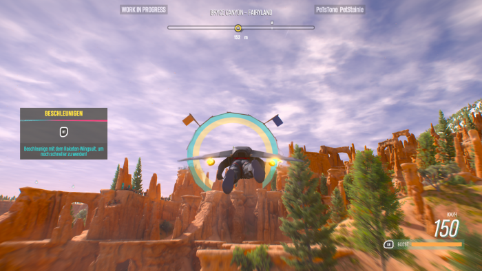 Unterwegs mit Wingsuit und Raketenantrieb. (Bild: Ubisoft / Screenshot: Golem.de)