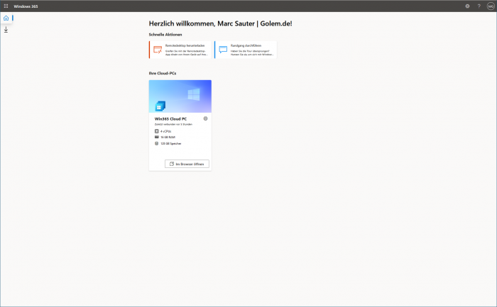 Wenige Minuten später ist Windows 365 einsatzbereit. (Screenshot: Golem.de)