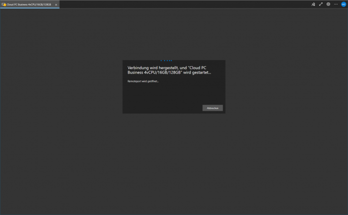 Die Verbindung zur VM dauert nur einige Sekunden. (Screenshot: Golem.de)