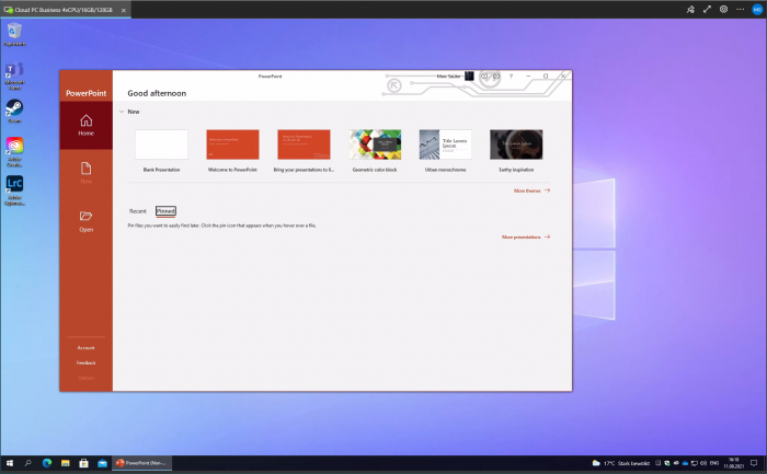 ... Office 365 sind bereits aufgespielt. (Screenshot: Golem.de)