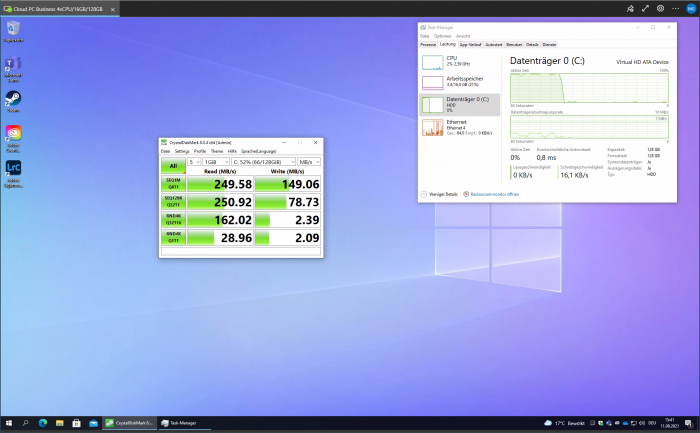 Die SSD-Partion ist in ihrer Leistung stark beschränkt. (Screenshot: Golem.de)