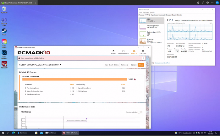 Werte des Xeon 8272CL im PCMark 10 Express (Screenshot: Golem.de)(Screenshot: Golem.de)