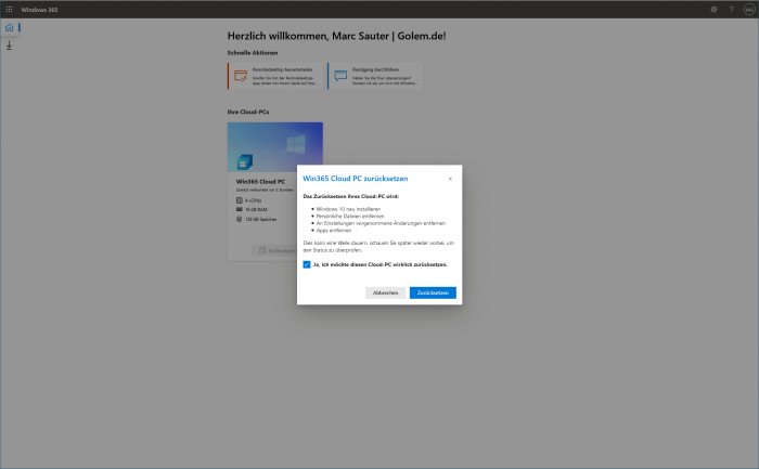 ... oder komplett zurücksetzen. (Screenshot: Golem.de)