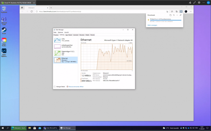 Die Internetanbindung schafft 1 GBit/s im Downstream. (Screenshot: Golem.de)