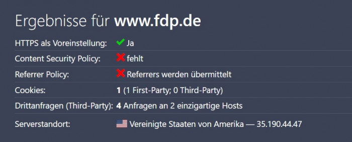 Die FDP nutzt Google Shield, um ihre Seiten gegen DDoS-Attacken zu sch&uuml;tzen. (Grafik: Christiane Schulzki-Haddouti)