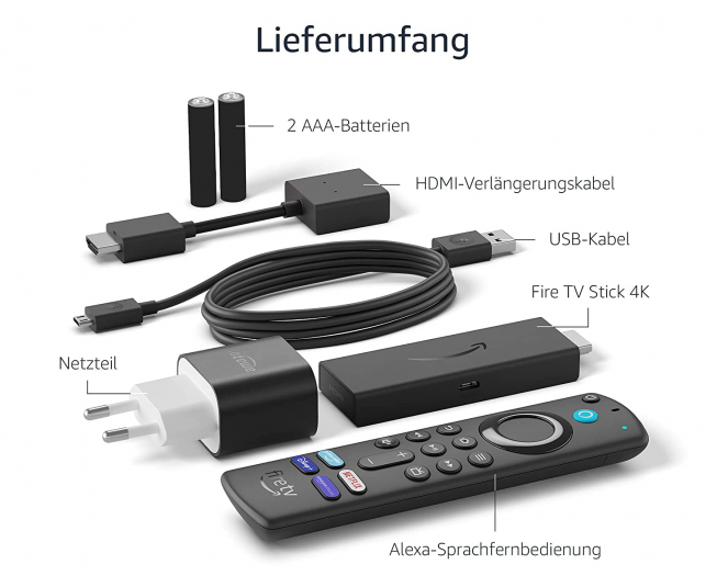 Fire TV Stick 4K mit neuer App-Tasten-Fernbedienung (Bild: Amazon)