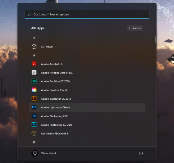 Eine der prim&auml;ren Neuerungen: das Windows-11-Startmen&uuml;. (Screenshot: Oliver Nickel/Golem.de)