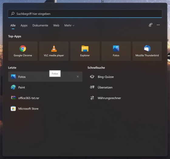 Eine der prim&auml;ren Neuerungen: das Windows-11-Startmen&uuml;. (Screenshot: Oliver Nickel/Golem.de)