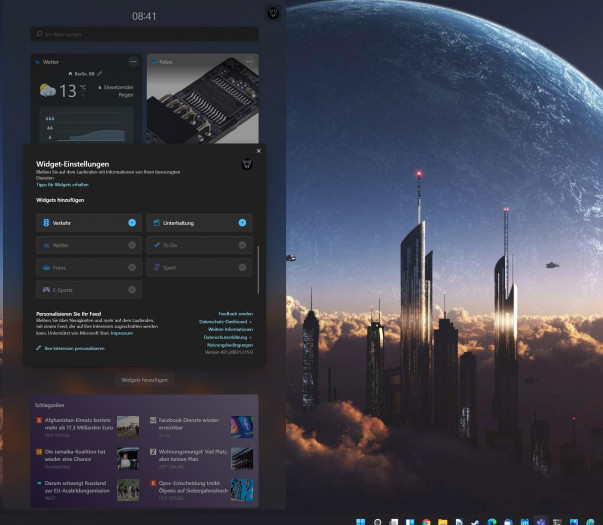 Widgets lassen sich auch anpassen. (Screenshot: Oliver Nickel/Golem.de)